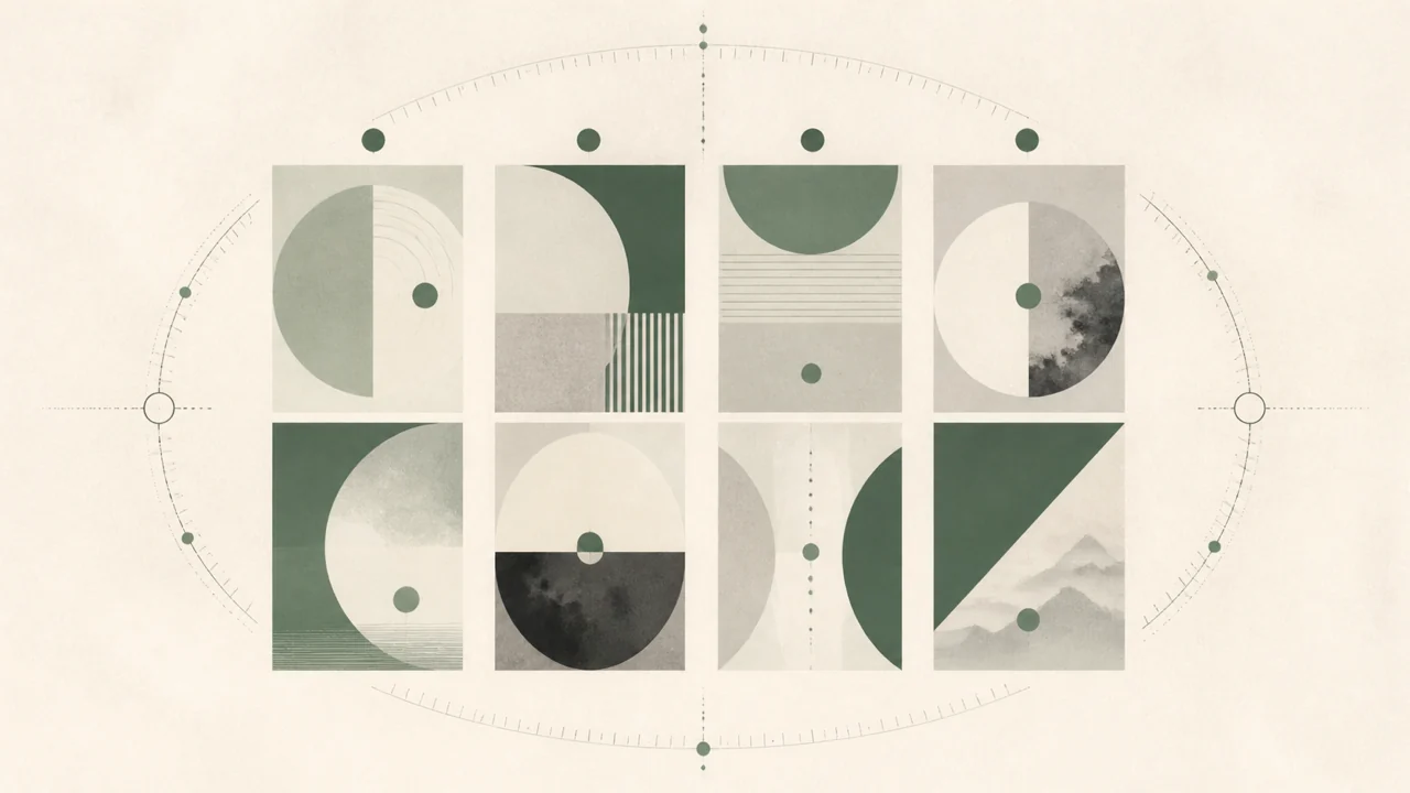 Abstract four-column diagram representing the eight characters of a BaZi chart