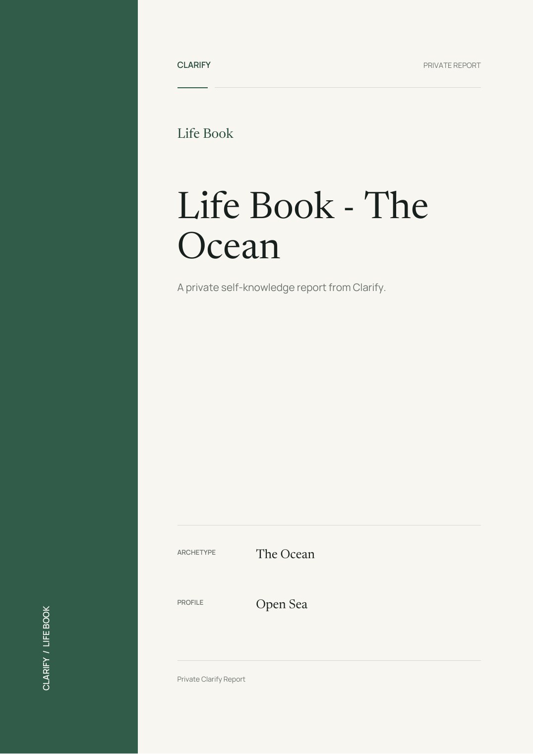 Cover of a sample Clarify Life Book PDF titled The Ocean